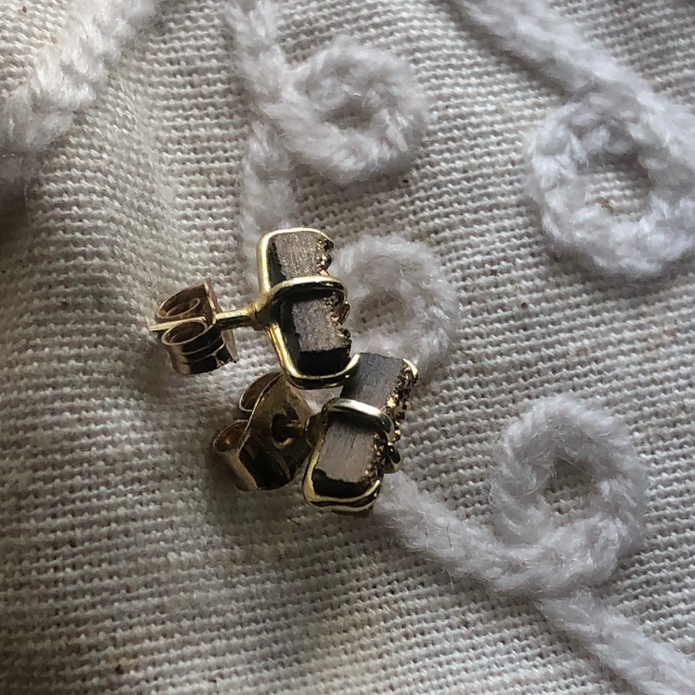 Gold Druzy posts - 14k over sterling - Picture 4 of 8